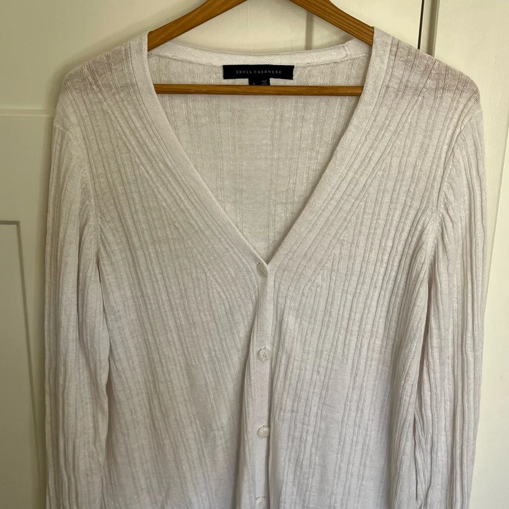 SKULL CASHMERE Allison Long Slub Linen Ribbed Duster Cardigan - Picture 8 of 10